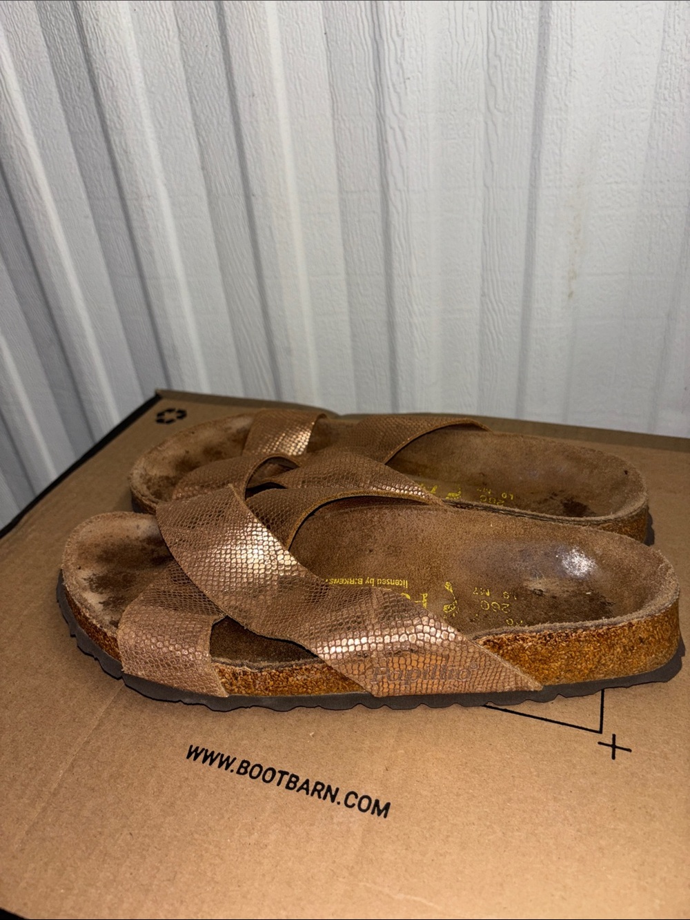 Birkenstock papillo Metallic Bronze Textured Cross-Strap Sandals